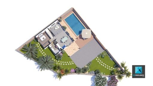 infographiste 3d plan de masse villa jardin residence les palmes