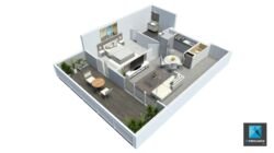 axonométrie 3D freelance appartement t2 - résidence Point d’Orgue