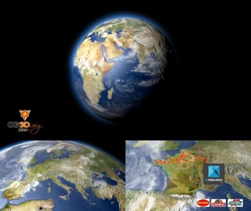 Habillage Vidéo 3D et zoom sur la terre