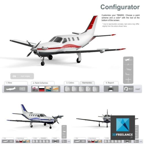Réalisation d'un Configurateur 3D d'avions pour Daher-Socata TBM850 | Agence: Ame en Science