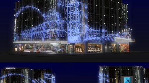 Test d'habillage de la façade du bâtiment Publicis pour Noel 2008 | Publicis Event