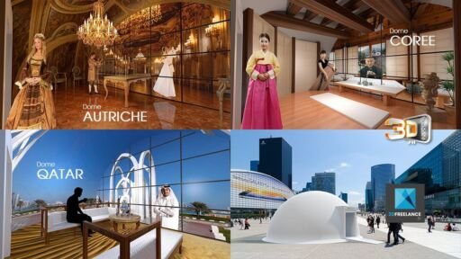 Dôme évènementiel de visioconférence avec projection sur murs d'images