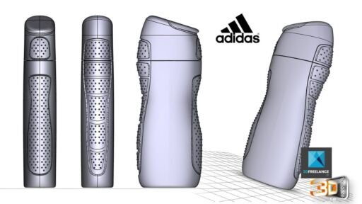 Modélisation CAO des différents designs du nouveau gel douche ADIDAS