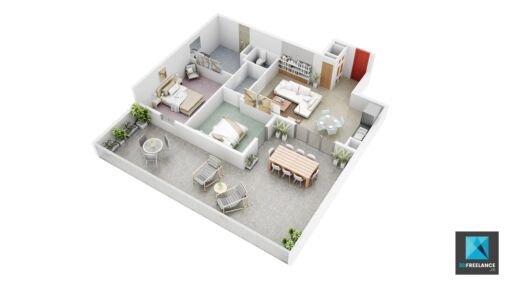 freelance 3d architecture - plan de vente t3 Guadeloupe