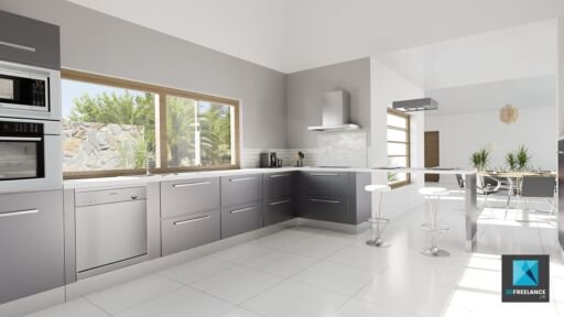 freelance 3d perspective cuisine - Balinea