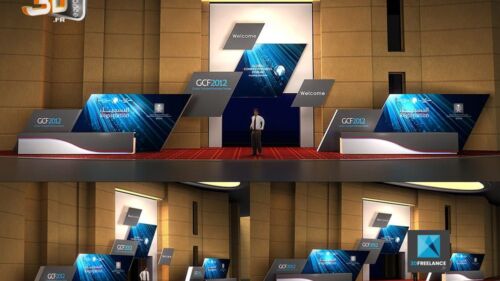 Global Competitiveness Forum | Création de roughs 3D des comptoirs d'enregistrement