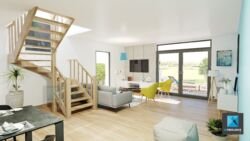 image 3d rendu architecture - salon salle à manger - Normandie