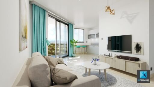 image 3d salon - séjour - Guyane immobilier