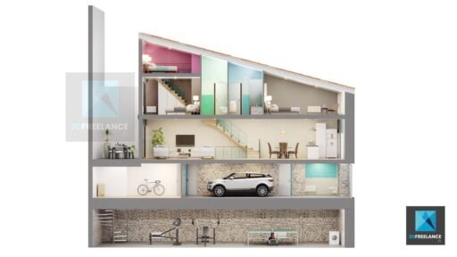 image 3d dollhouse - maison écorché - architecture immobilier