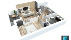 infographiste 3d freelance - axonometrie appartement