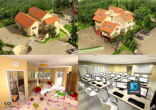Concours d'urbanisme | Construction d'une école maternelle | architecte infographiste