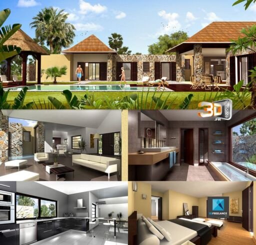 rendu 3d villa de luxe