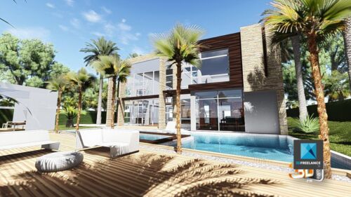 Villas de luxe avec piscine à Dubai | Client : HA Holding | architecte 3 d