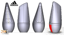 Modélisation CAO des différents designs du nouveau Déostick ADIDAS