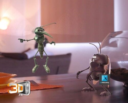 Publicité avec des personnages animés en 3D