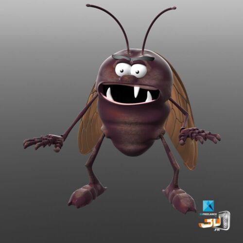 Personnage Cafard modélisé et animé en 3D