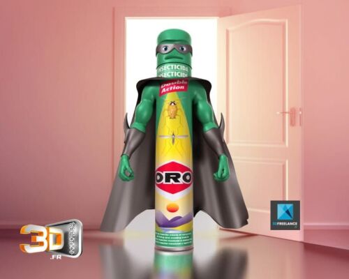 oro super héro animation 3d - publicité 3D