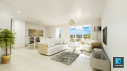 perspective 3d appartement - sejour terrasse guadeloupe