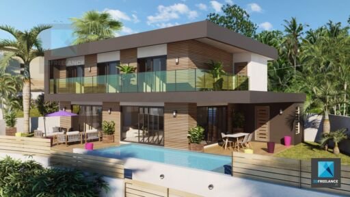 perspective 3d architecture - villa Nouvelle-Calédonie Nouméa - freelance