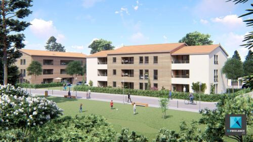 perspective 3d immobilier - résidence domaine de la tour - freelance 3d