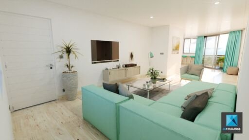 perspective 3d living room