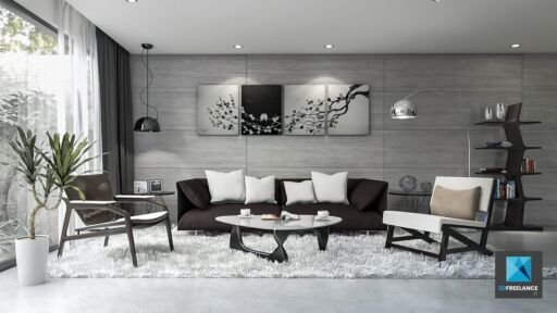 perspective 3d sejour salon - designer intérieur freelance