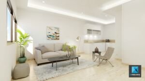 Infographiste 3D home staging - perspective 3d séjour - salon - salle à manger