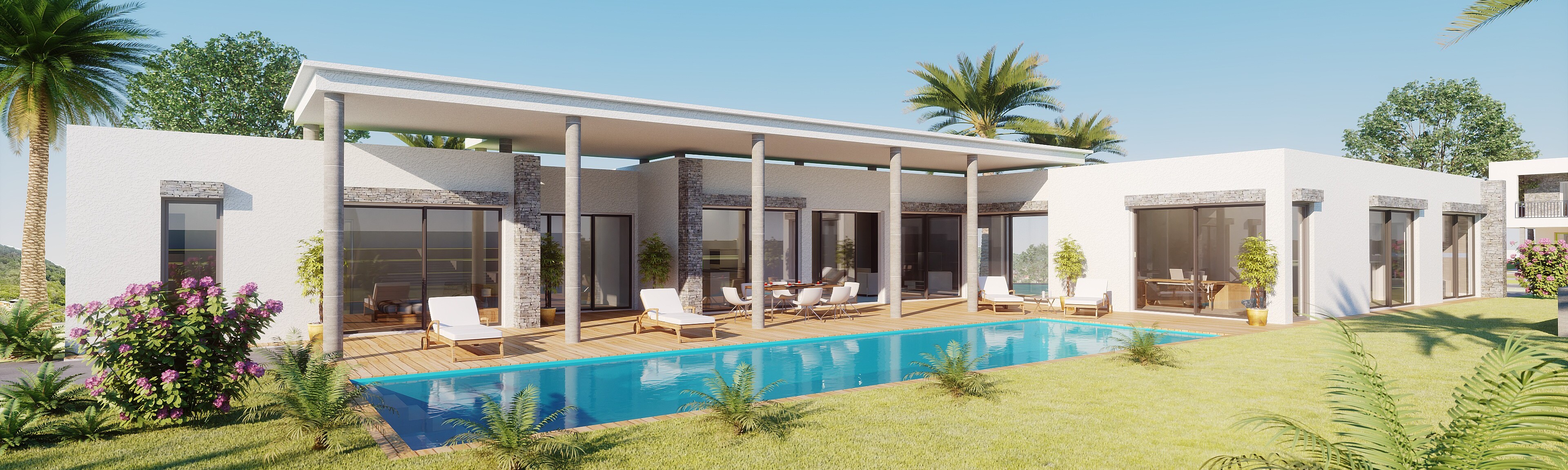 perspective 3d villa de luxe PACA - infographiste 3d architecture freelance Rhône-Alpes - films 3D immobilier