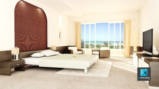 image 3d chambre d’hôtel