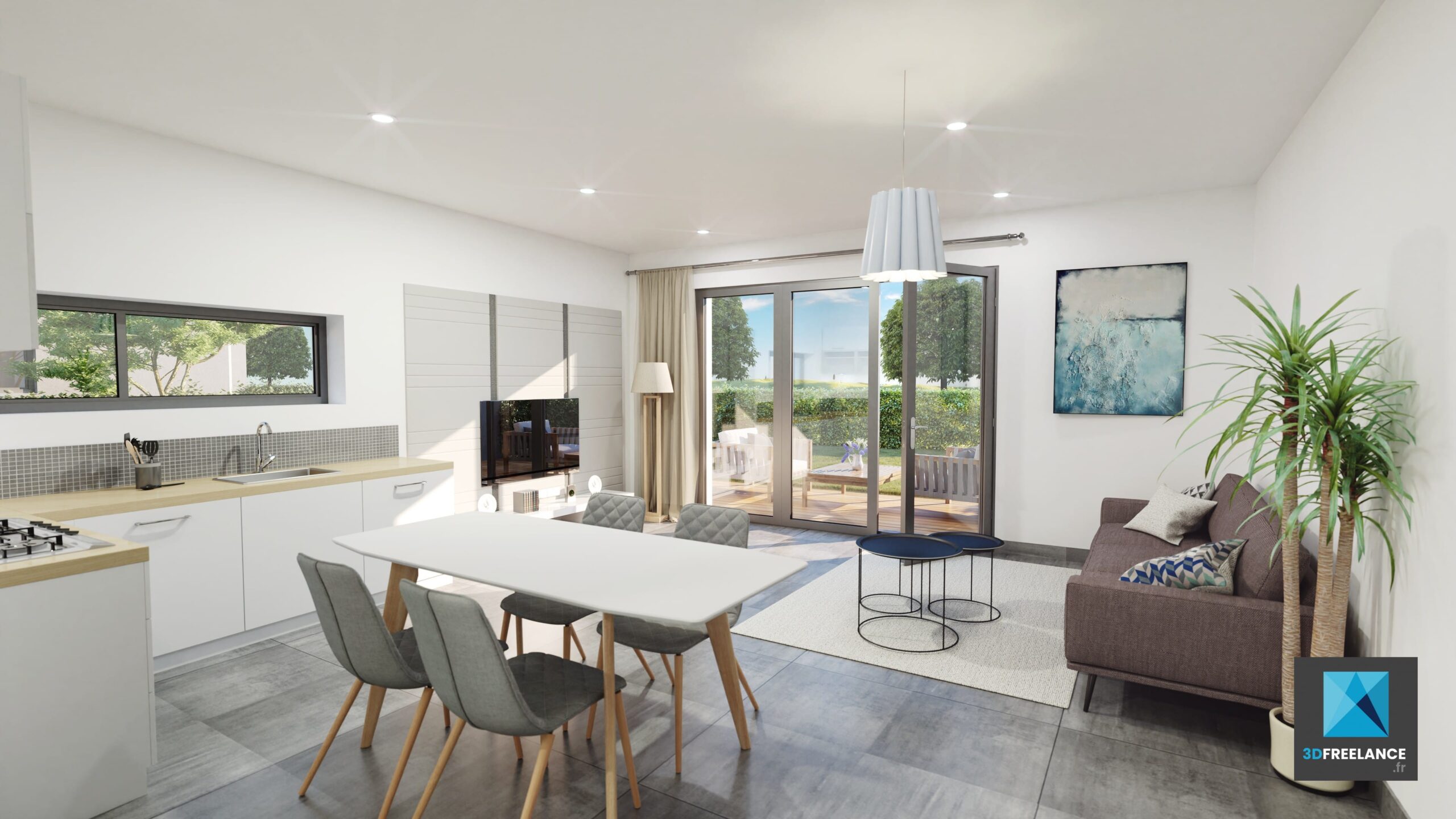 Perspective 3D espace intérieur | Infographiste immobilier FREELANCE
