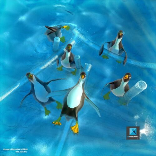 modélisation 3d pingouins en infographie 3d - freelance