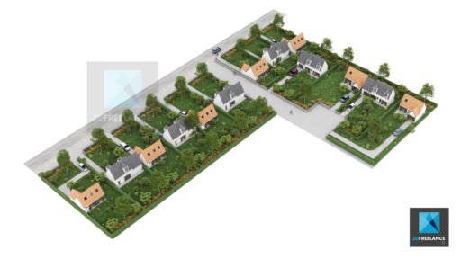 plan de masse 3d - rendu image 3d lotissement
