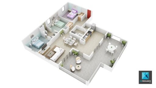 plan de vente 3d - appartement t4 Guadeloupe - infographiste architecture