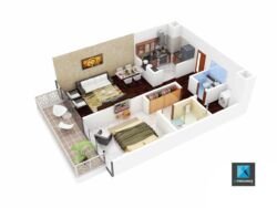 Perspective 3D Plan de vente d'appartement
