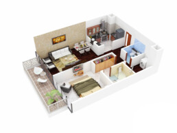 Perspective 3D Plan de vente d'appartement