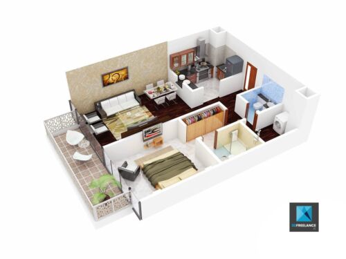 Perspective 3D Plan de vente d'appartement
