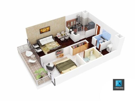 Perspective 3D Plan de vente d'appartement