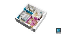 plan meublé 3d appartement Auvergne-Rhône-Alpes Isère