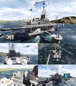 Plateforme Pétrolière en modelisation 3D