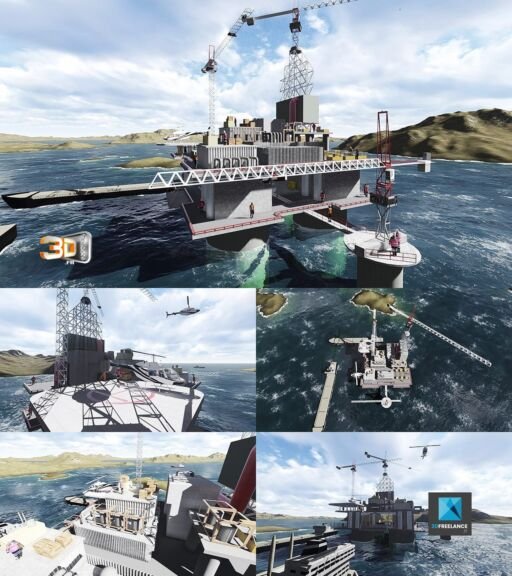 Plateforme Pétrolière en modelisation 3D