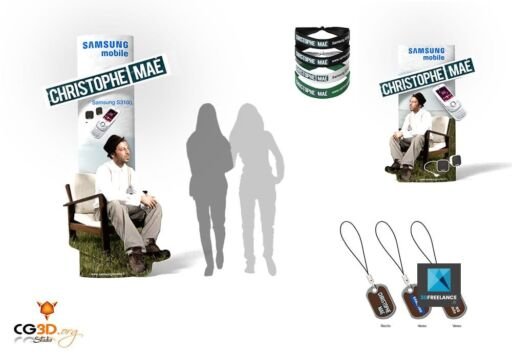 Rough d'une PLV Totem en 3D | Client: SAMSUNG