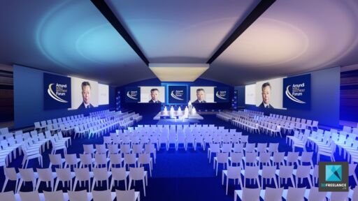 image 3d pour événementiel rough forum plénière Amundi