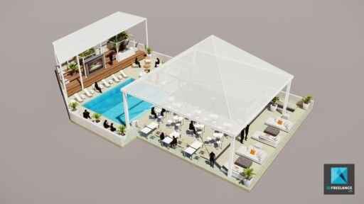 perspective 3d évènementiel - axonométrie - RIO2016 freelance