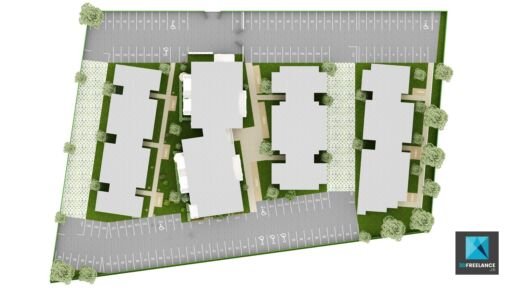 freelance 3d création plan de masse - résidence Perpignan