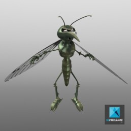 illustration 3d personnage moustique mascotte