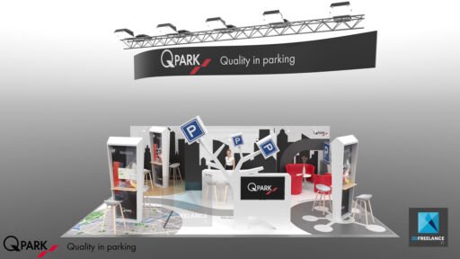 modélisation 3d stand q-park freelance