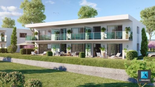 perspective 3D residence Suisse - infographiste