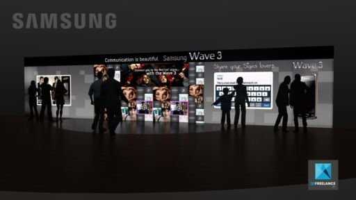 perspective 3d d'un mur tactile - rough evenementiel