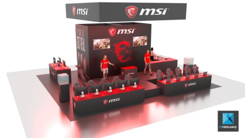 rendu 3d de stand jeux vidéo msi