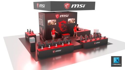 rendu 3d de stand jeux vidéo msi